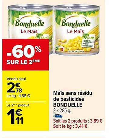 maïs sans résidu de pesticides bonduelle