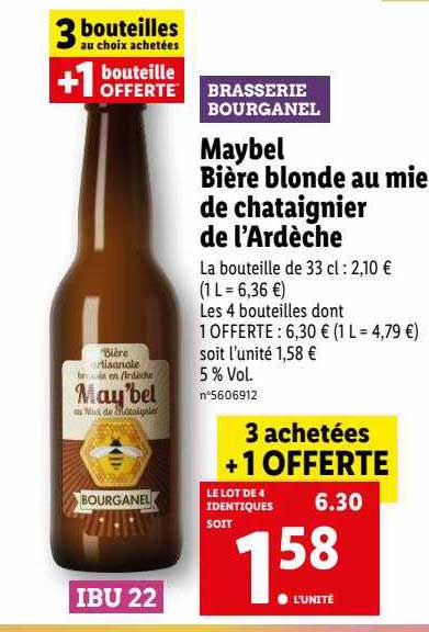 maybel bière blonde au mie de châtaignier de l'ardèche
