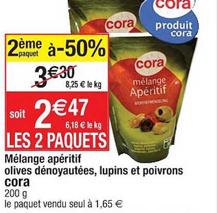 Mélange Apéritif Olives Dénoyautées, Lupins Et Poivrons Cora
