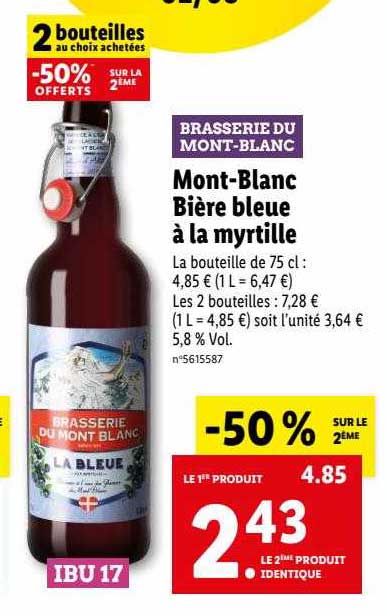 mont-blanc bière bleue à la myrtille