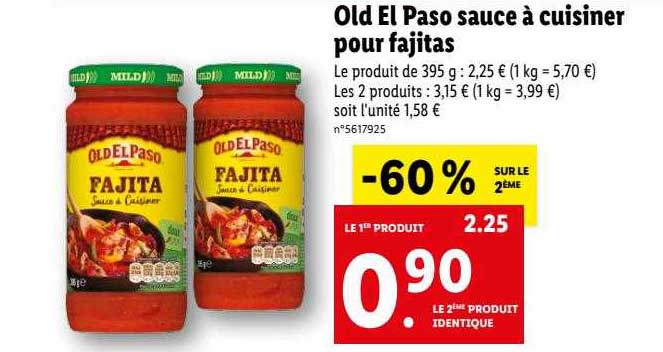 old el paso sauce à cuisiner pour fajitas