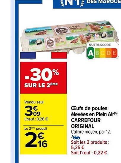 œufs de poules élevées en plein air carrefour original