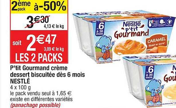 P'tit Gourmand Crème Dessert Biscuitée Dès 6 Mois Nestlé