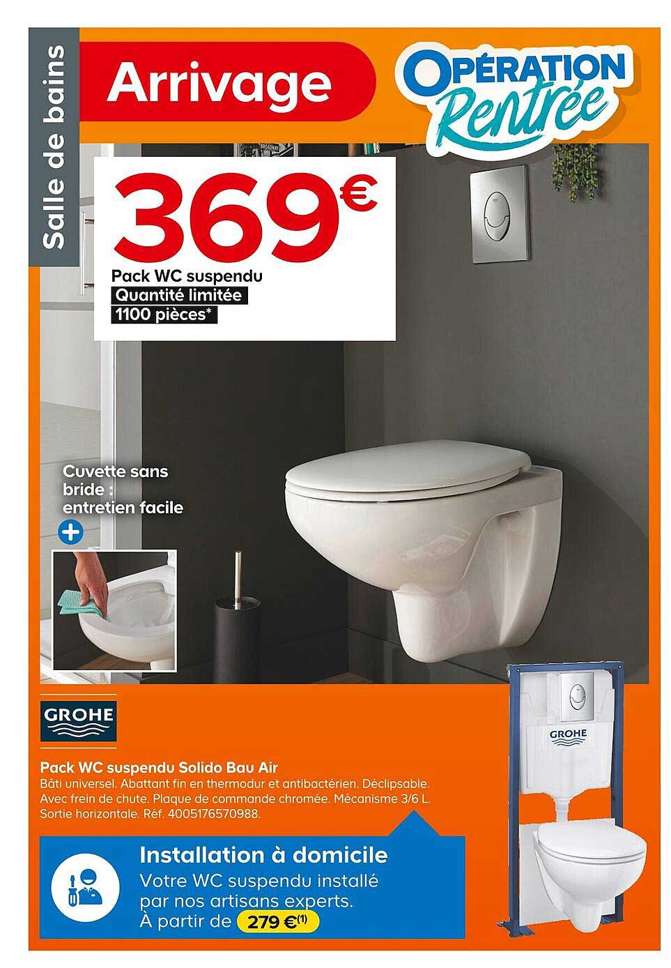 Pack Wc Suspendu Solido Bau Air Grohe