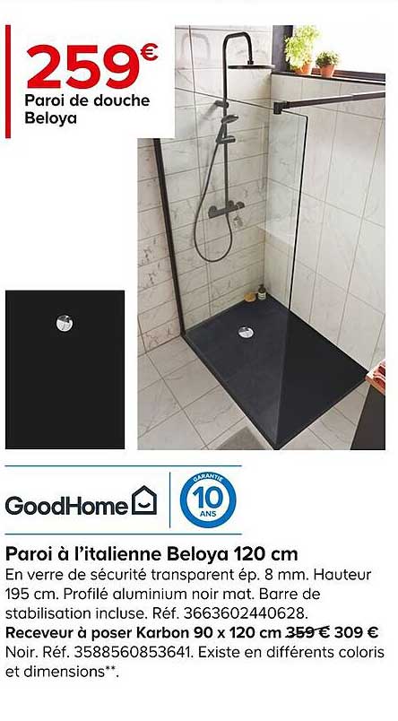 Paroi à L'italienne Beloya 120 Cm Goodhome