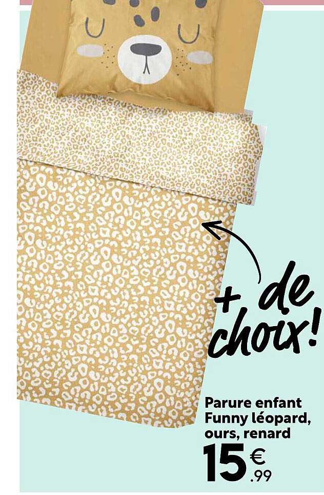 parure enfant funny léopard, ours, renard