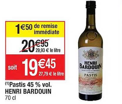 pastis 45% vol. henri bardouin