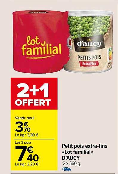 Petit Pois Extra-fins «lot Familial» D'aucy