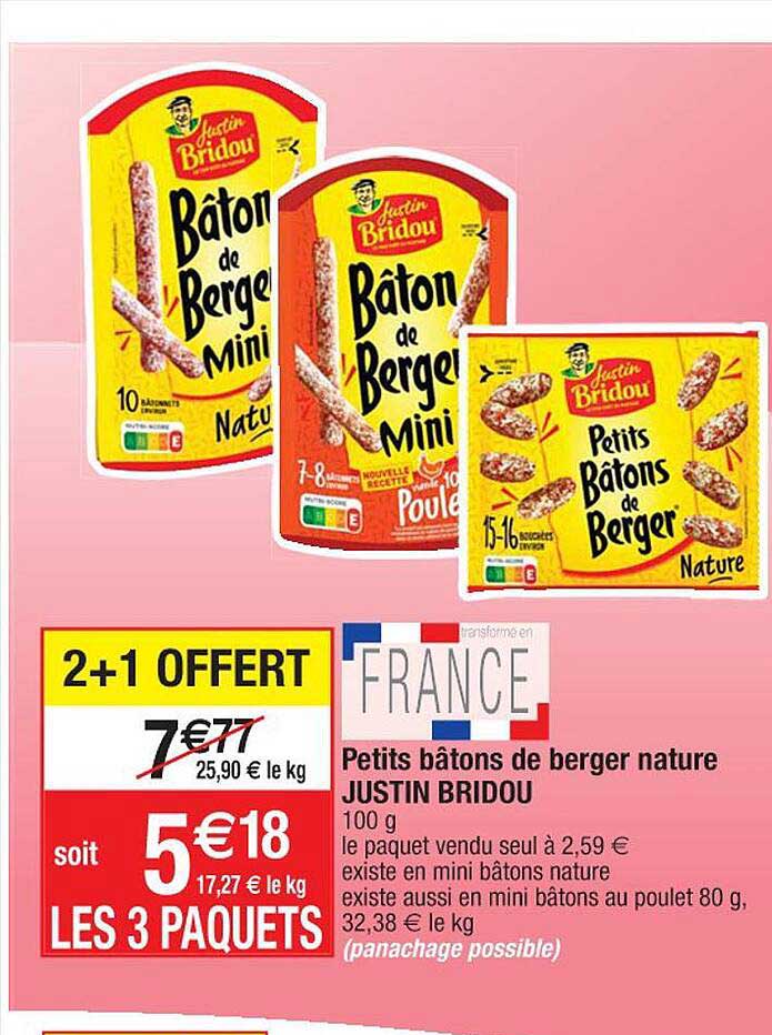 petits bâtons de berger nature justin bridou