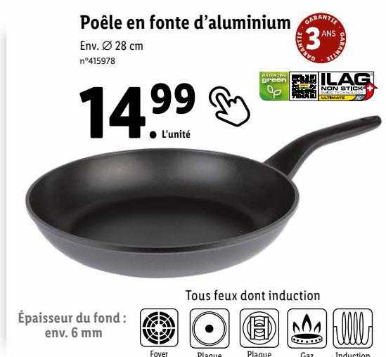 poêle en fonte d'aluminium