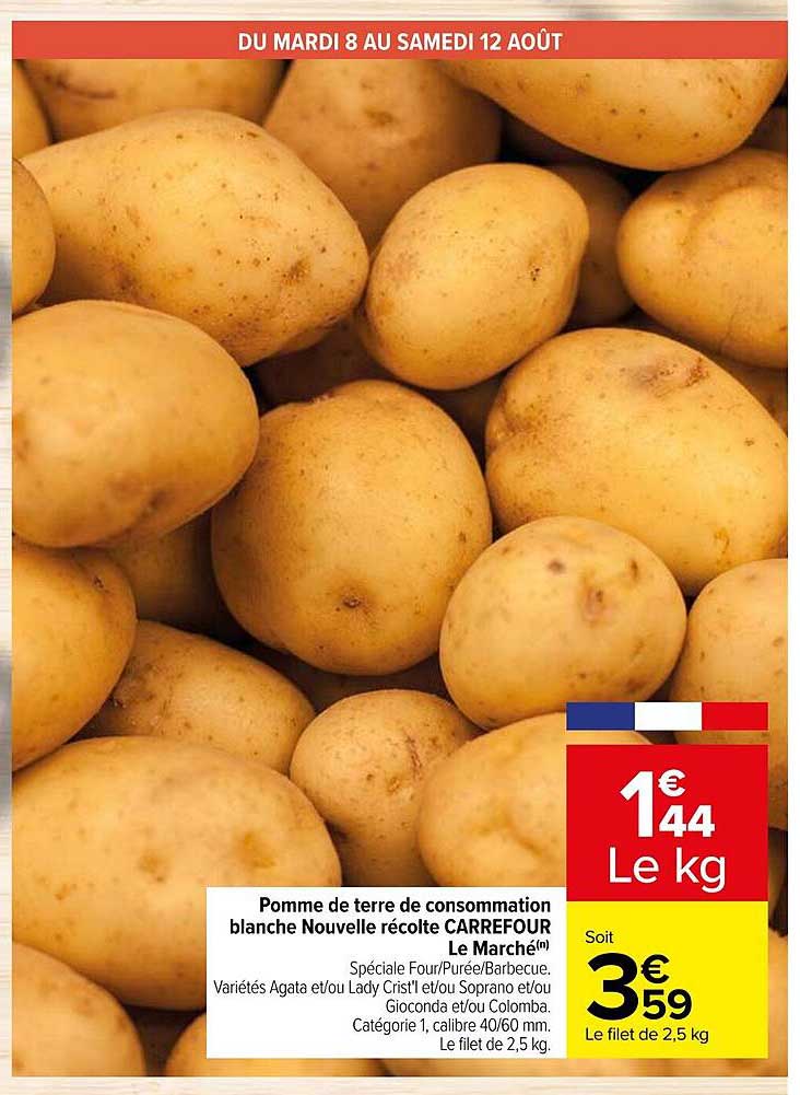 pomme de terre de consommation blanche nouvelle récolte carrefour le marché