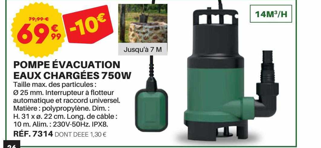 pompe évacuation eaux chargées 750w