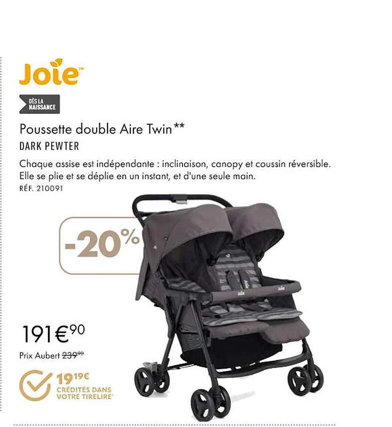 poussette double aire twin joie