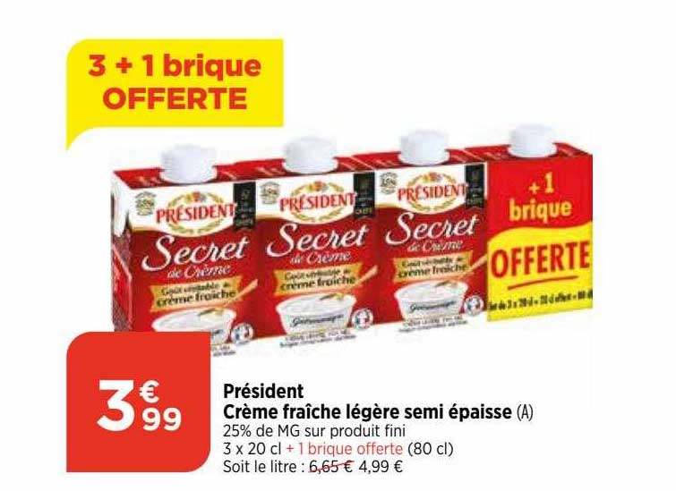 président crème fraîche légère semi épaisse