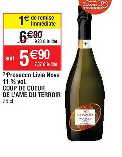 prosecco livia nova 11% vol. coup de cœur de l'âme du terroir