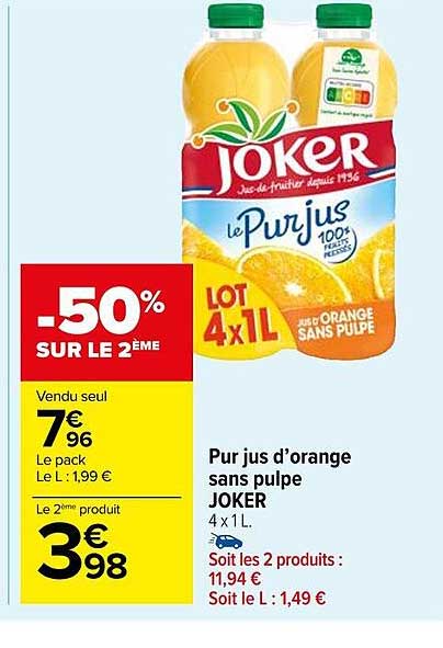 Pur Jus D'orange Sans Pulpe Joker