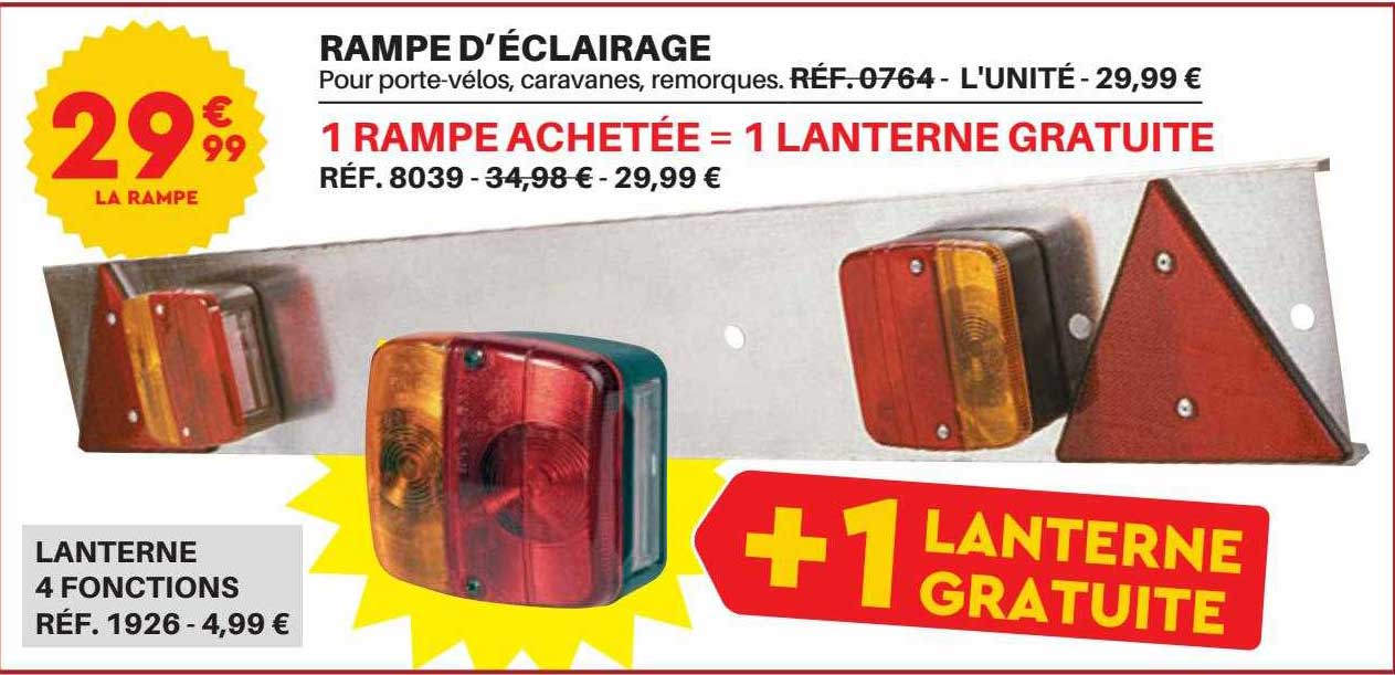rampe d'éclairage, lanterne 4 fonctions