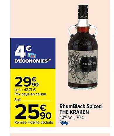 rhum black spiced the kraken