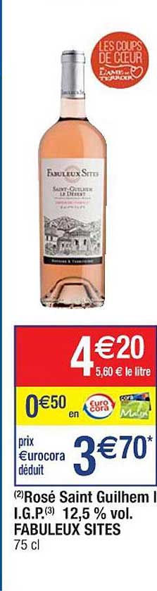 rosé saint guilhem i.g.p. 12,5 vol. fabuleux sites
