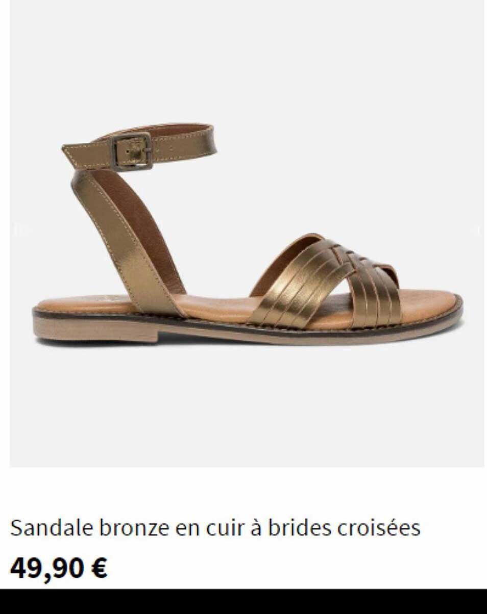 sandale bronze en cuir à brides croisées