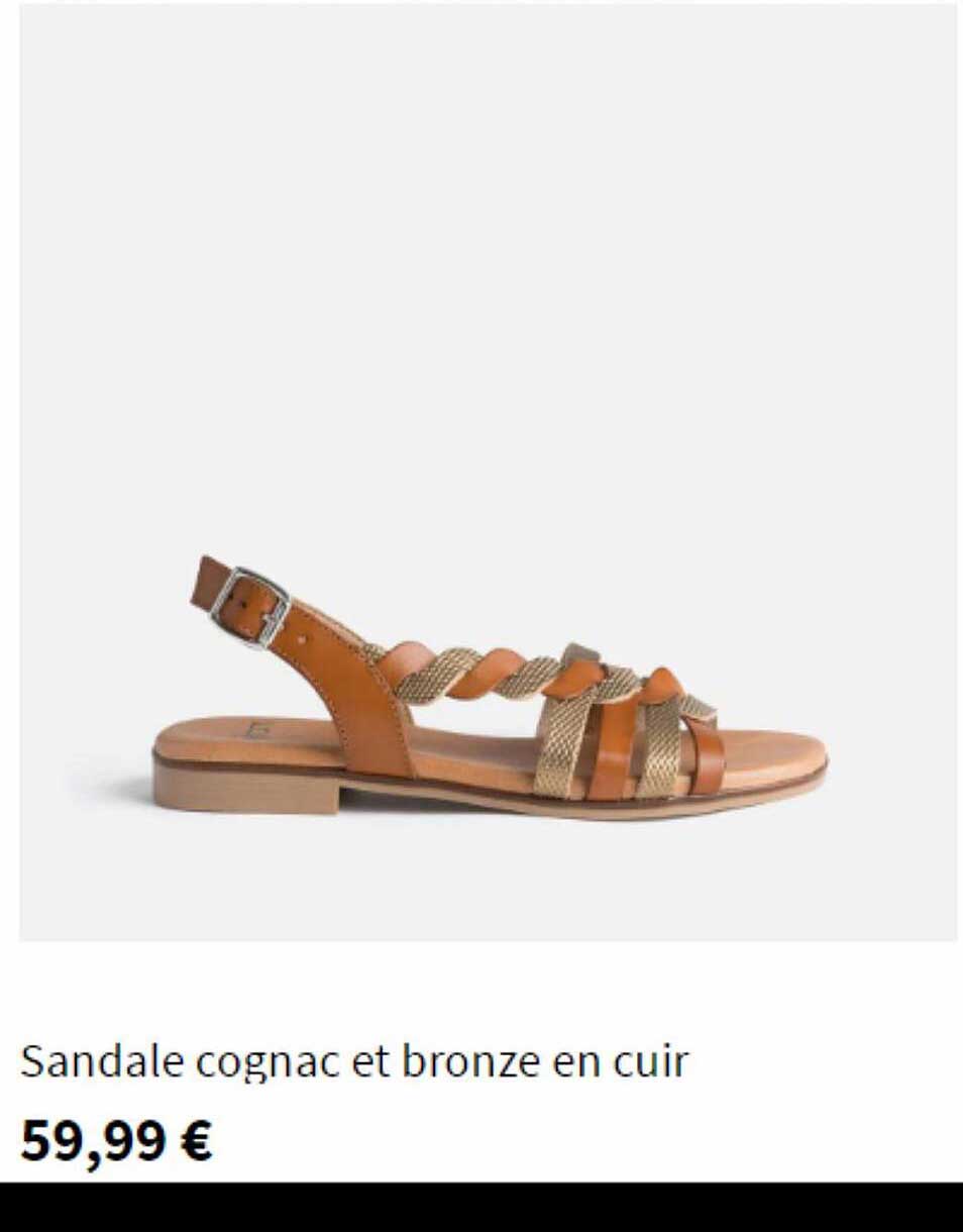 Sandale Cognac Et Bronze En Cuir