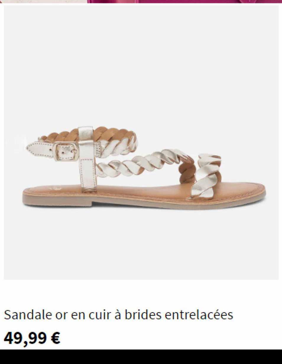 sandale or en cuir à brides entrelacées