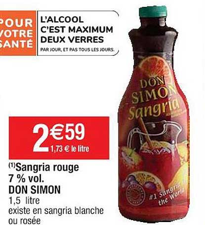 sangria rouge 7% vol. don simon