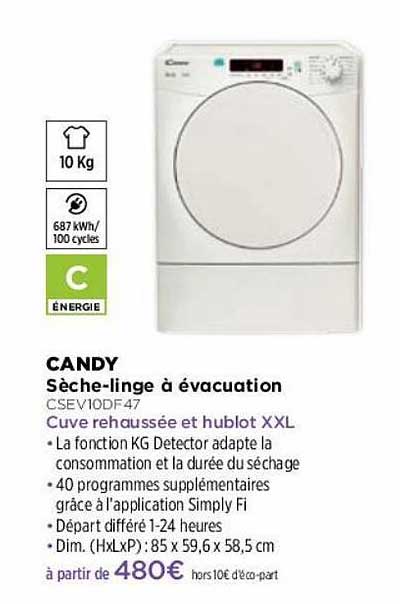 sèche-linge à évacuation candy