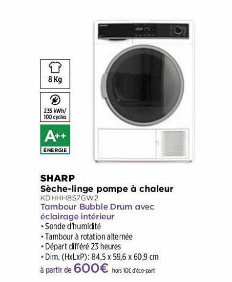 sèche-linge pompe à chaleur sharp