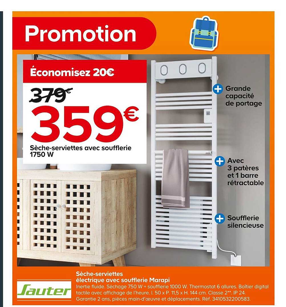 sèche-serviettes avec soufflerie 1750w sauter