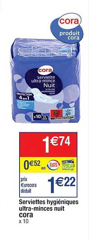 serviettes hygiéniques ultra-minces nuit cora