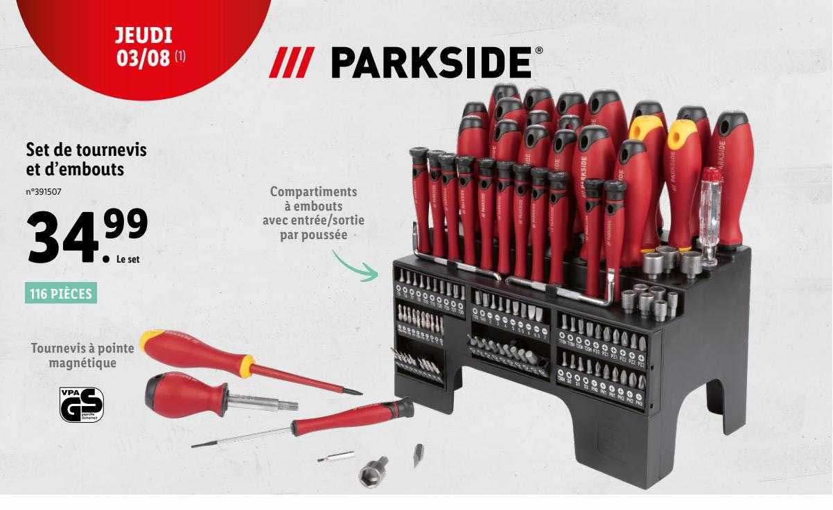 set de tournevis et d'embouts parkside