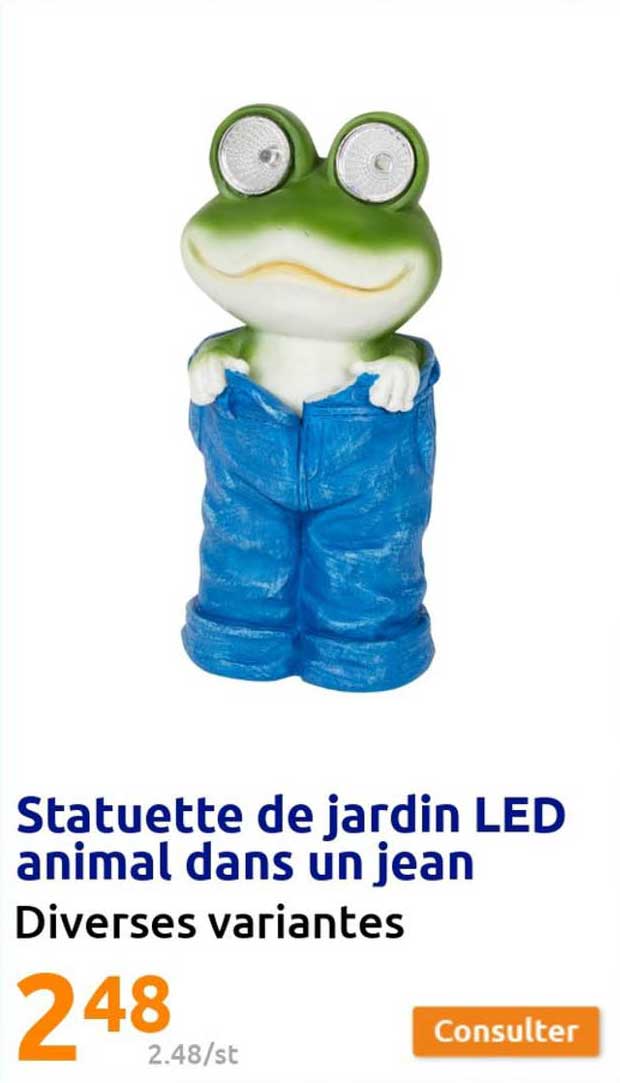 statuette de jardin led animal dans un jean