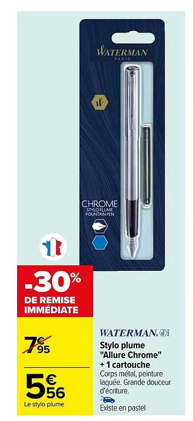 Stylo Plume "allure Chrome" + 1 Cartouche Waterman