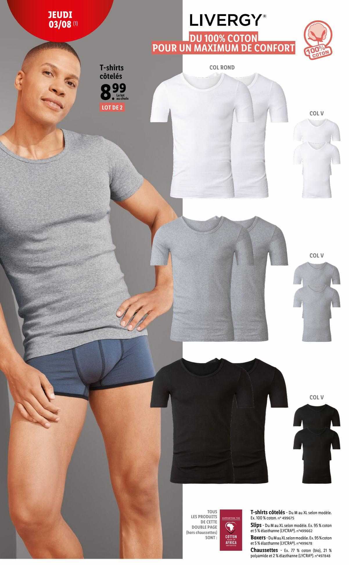 t-shirts côtelés livergy