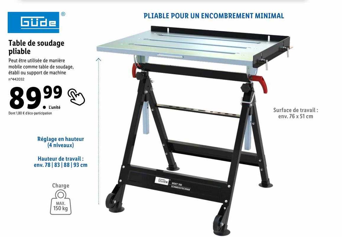 table de soudage pliable