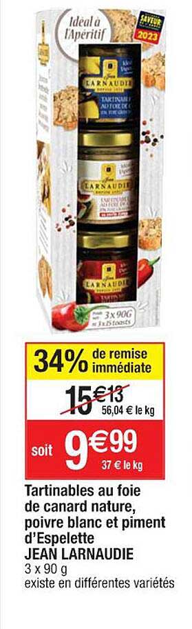tartinables au foie de canard nature, poivre blanc et piment d'espelette jean larnaudie