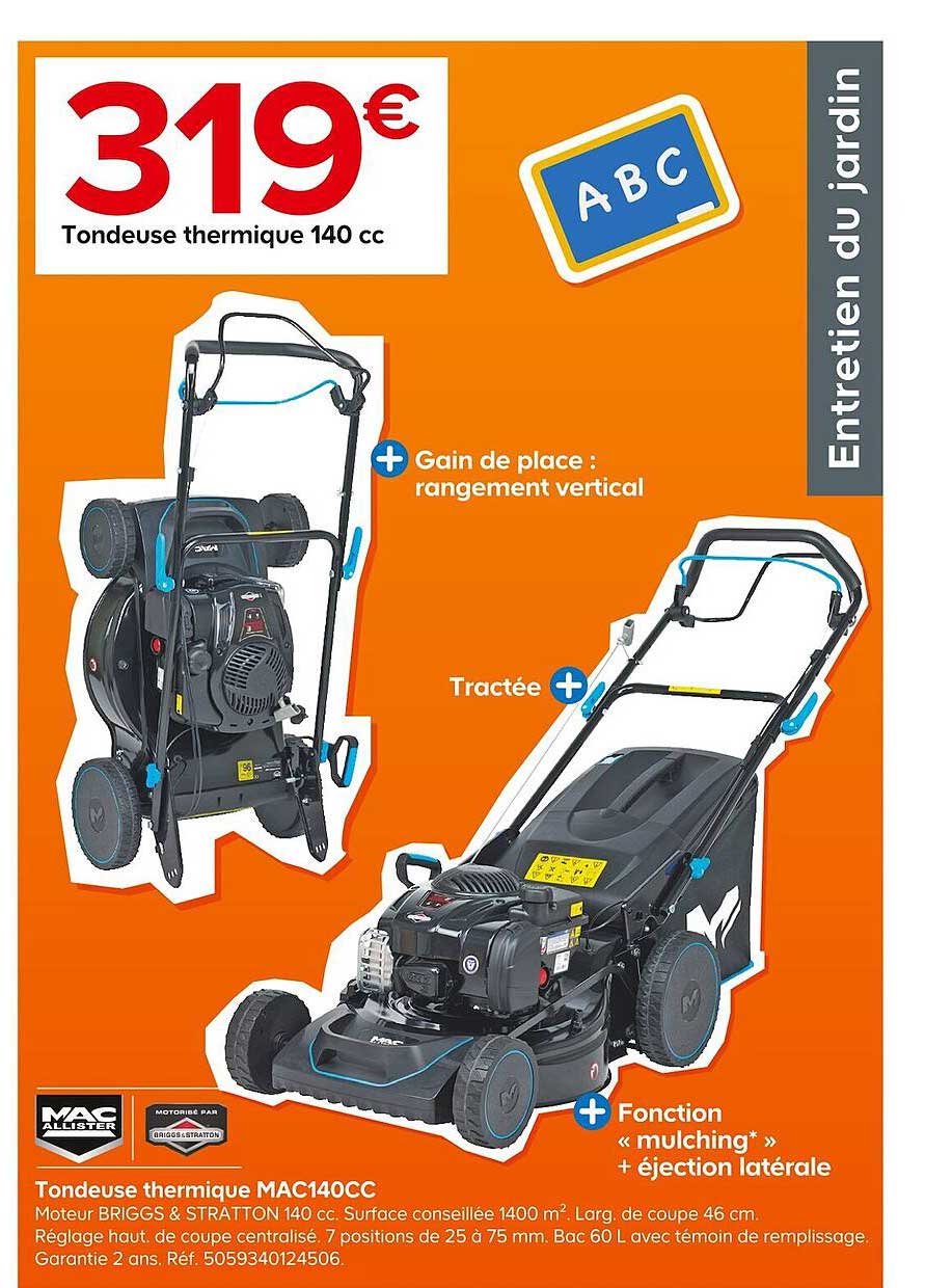 tondeuse thermique 140cc mac allister
