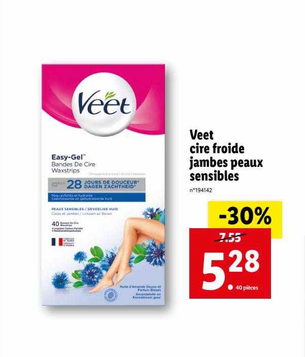 veet cire froide jambes peaux sensibles
