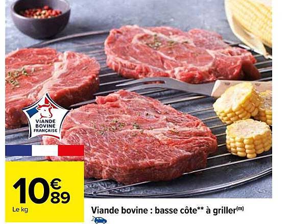 viande bovine : basse côte**à griller