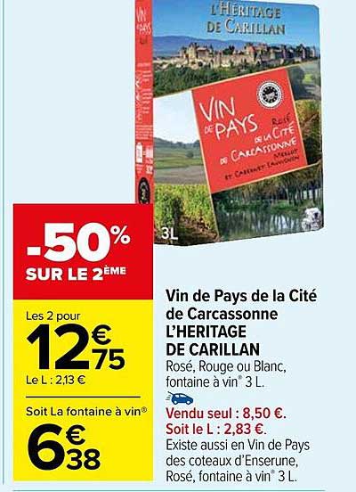 vin de pays de la cité de carcassonne l'héritage de carillan