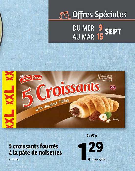 5 Croissants Fourrés à La Pâte De Noisettes