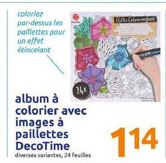 album à colorier avec images à paillettes decotime