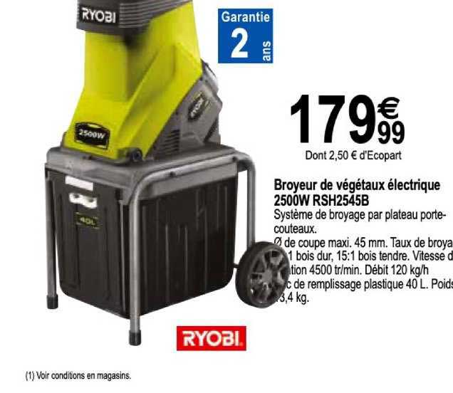 broyeur de végétaux électrique 2500w rsh2545b ryobi