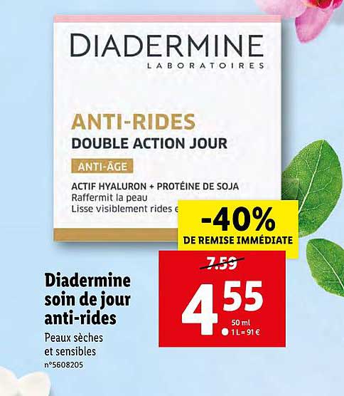diadermine soin de jour anti rides -40% remise immédiate