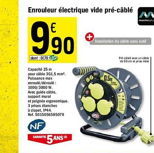 enrouleur électrique vide pré câblé