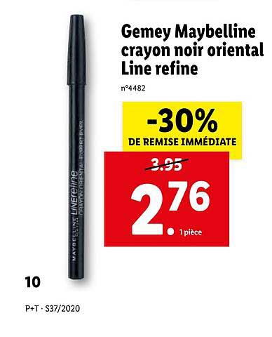 gemey maybelline crayon noir oriental line refine -30% remise immédiate