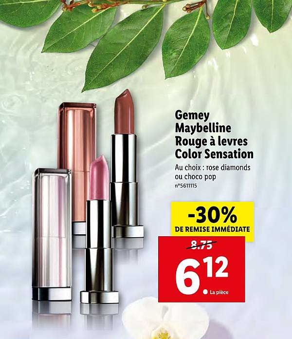 gemey maybelline rouge à lèvres color sensation -30% remise immédiate