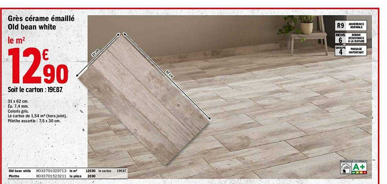 Grès Cérame émaillé Old Bean White