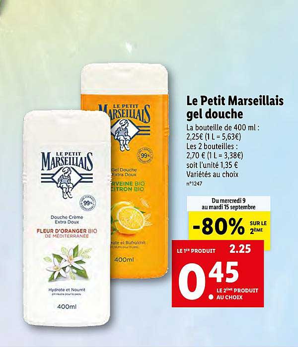 Le Petit Marseillais Gel Douche -80% Sur Le 2ème